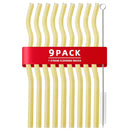 Axyaa Glass Wavy Straws Set - Eco-Friendly Reusable Colorful Drinking Straws