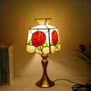 Axyaa French Romance Rose Tiffany Stained Glass Bedside Lamp LED Lighting