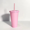 Axyaa Kawaii Coffee Cup Tumbler with Straw Lid - Portable Reusable BPA-Free Bottle