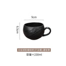 Axyaa Matte Stone Grain Ceramic Coffee Cup Set with Exquisite Camellia Design