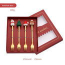 Axyaa Christmas Cutlery Set: Spoon, Fork, Elk Tree Decoration, Dessert Scoop