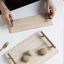 Axya Vintage Style Natural Storage Tray with Gold Handles