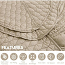 King Size Leaves Pattern Quilt Set by Axyaa - Reversible & Elegant Bedding Coverlets