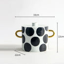 Axyaa Black White Dots Geometric Ceramic Vase Home Decor Ornament