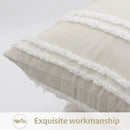 Axyaa Neutral Striped Boho Pillow Cover 50x50cm Cotton Linen Sofa Cushion Case