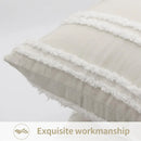 Axyaa Neutral Striped Boho Throw Pillow Case 50x50cm Cotton Linen Sofa Cushion Cover