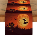 Axyaa Halloween Magic Broom Castle Table Runner - Farmhouse Wedding Party Decor