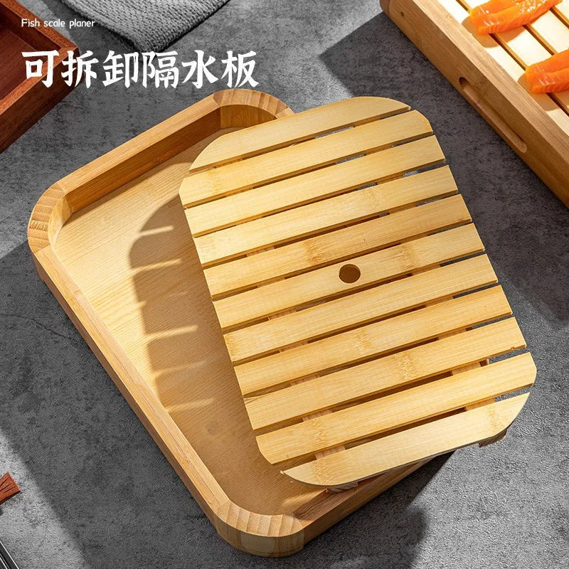 Axya Bamboo Seafood Sushi Sashimi Platter Plate Ice Container Shrimp Restaurant