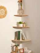 Axyaa Scalloped Corner Floating Wall Shelf Storage Rack Wooden Home Decor Shelf