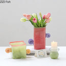 Axyaa Double Eared Square Glass Vase Candy Colored Flower Arrangement Vessel