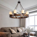 Axyaa Retro Village Wood Iron Ceiling Chandelier - Unique Industrial Lighting