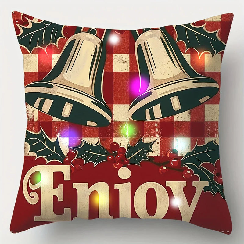 Axyaa LED Christmas Pillowcase with Santa Claus Snowman Bell Design