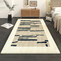 Axyaa French Retro Striped Bedside Carpet Cream Rug for Bedroom and Living Room