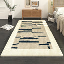 Axyaa French Retro Striped Bedside Carpet Cream Rug for Bedroom and Living Room