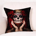 Axyaa Skull Floral Festival Cushion Cover - Halloween Home Decor