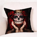 Axyaa Skull Floral Festival Cushion Cover - Halloween Home Decor