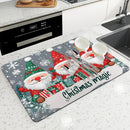 Axyaa Snowflake Fir Kitchen Mat: Absorbent, Antiskid, Quick Drain Pad for Tableware & Dishes