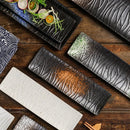 Axyaa Ceramic Sushi Dish: Japanese Style Flat Plate, Rectangular Hotel Tableware