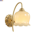 Axyaa Nordic LED Resin Flower Wall Lamps - Antique Brass Mirror Light for Home Decor