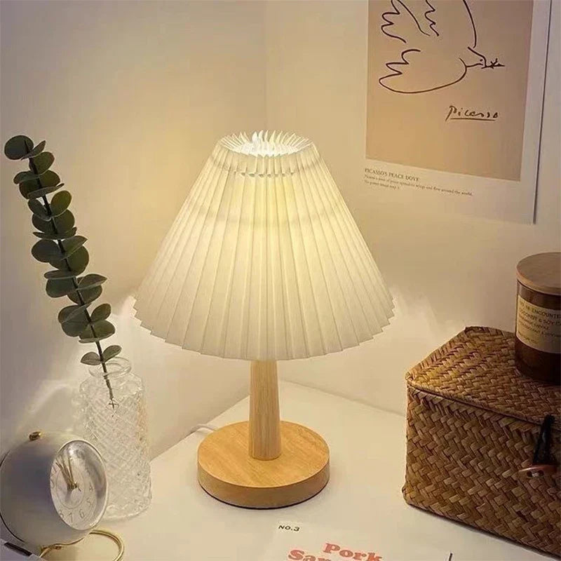Axyaa Nordic Pleated Table Lamp Foldable USB 220V Art Bedroom Night Light