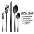 Axyaa Stainless Steel Black Cutlery Set - Elegant Dinnerware Collection