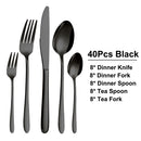 Axyaa Stainless Steel Black Cutlery Set - Elegant Dinnerware Collection