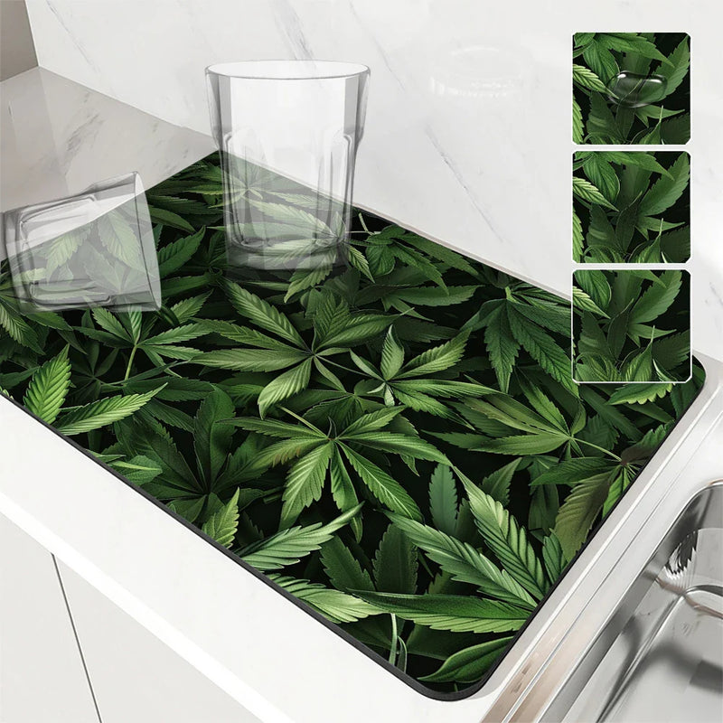 Axyaa Tropical Leaves Absorbent Drying Mat