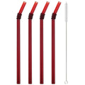 Axyaa Glass Straw Set - Red, Creative, High Borosilicate, with Brush