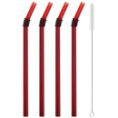 Axyaa Glass Straw Set - Red, Creative, High Borosilicate, with Brush