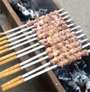 Axya BBQ Skewers Set - 10pcs Long Wooden Handle Kebab Sticks BBQ Grills Barbecue Tools