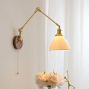 Axyaa LED Wall Light Fixture Modern Style Walnut Copper Bedroom Living Room Bedside Lamp