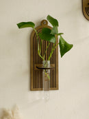 Axyaa Wood Wall Vase Green Plant Holder Home Decor Bouquet Tube Orb Decor