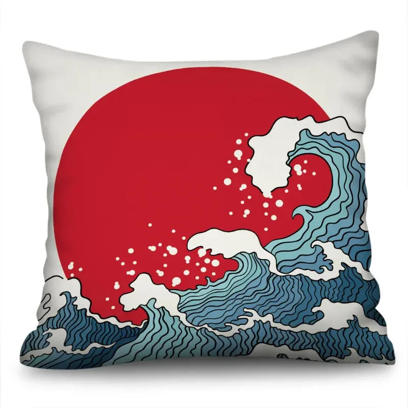 Axyaa Blue Wave Pattern Pillow Cover 45X45CM