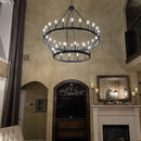 Axyaa Industrial Black Round Iron Chandelier for Living Room & Cafe