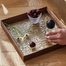 Axyaa Begonia Glass Tray: Walnut Wooden Tea Tray for Storage and Display