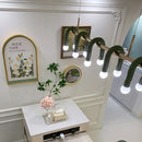 Axyaa Cream Style Chandelier: U-shaped Green LED Pendant Lamp for Living & Dining Areas