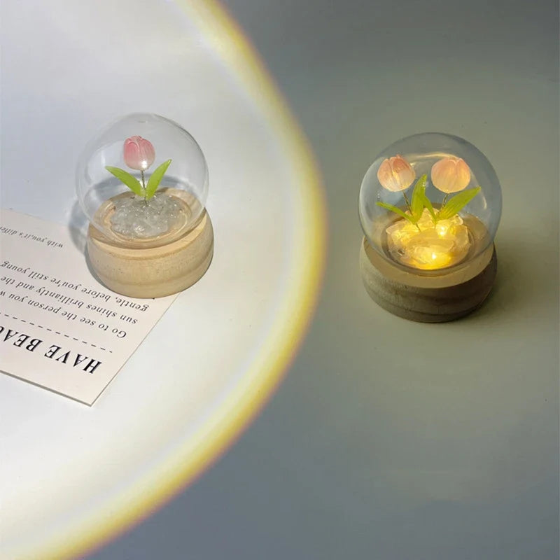Axyaa Tulip Night Light DIY Kit: Romantic LED Flower Ambient Light Material Package