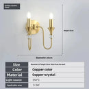 Axyaa Dual Head Crystal Brass Wall Lamp LED E14 Retro Bedroom Aisle Light