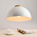 Axyaa Nordic Walnut Dome Pendant Light - Minimalist LED Lighting for Home Office Dining