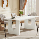 Axyaa 71" Modern Dining Table for 6-8, Wood Pedestal Base Kitchen Table
