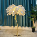 Axyaa Nordic Feather Floor Lamp - Modern Brass LED Light for Home Decor