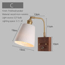 Axyaa Wood Ceramic Wall Sconce Lamp Brass Glass LED Wall Light