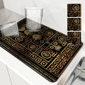Axyaa Non-slip Dish Drying Mat: Heat Resistant, Absorbent, Ethnic Lines Design