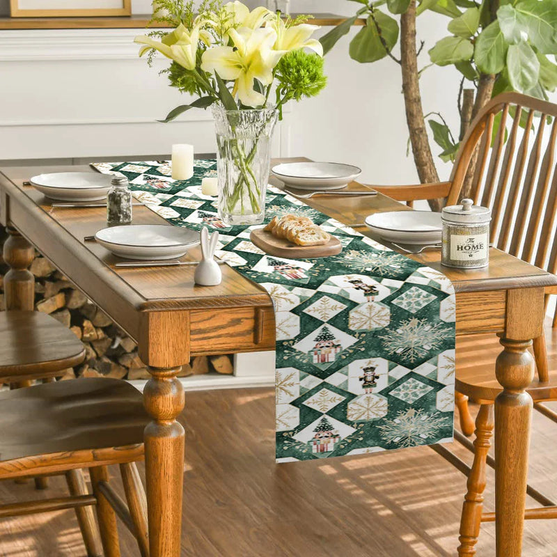 Axyaa Nutcracker Geometry Table Runner, Perfect for Dining and Party Decor