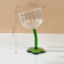 Axyaa Clear Flower Base Bent Stem Goblet 200ml Drinking Glass Set