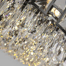 Axyaa Black Crystal LED Chandelier Indoor Pendant Light Round Lustre for Living Room, Dining Room, Bedroom