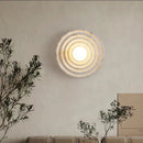 Axyaa Wabi-Sabi Round Resin Wall Lamp - White Spiricle Art Light for Corridor and Aisle