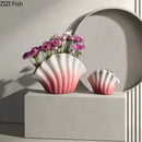 Axyaa Shell Ceramic Vase for Flowers | Tabletop Decoration Vessel