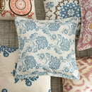 Axyaa Ethnic Floral Pillow Cover - Vintage Blue Flower Embroidery - 45x45cm