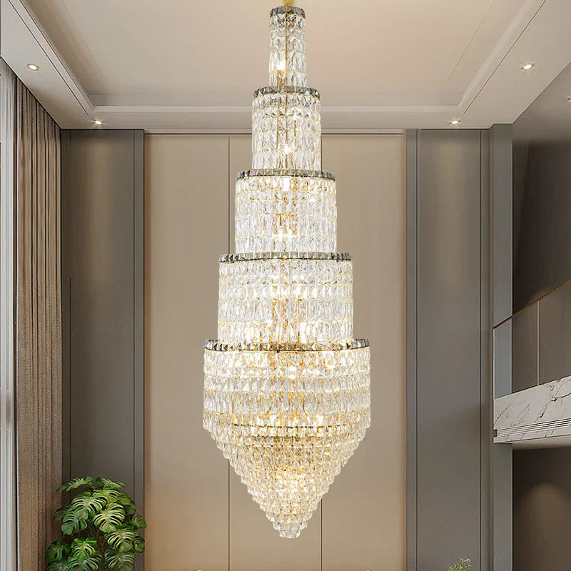 Axyaa Crystal Hollow Chandelier: Elegant Fashion Lighting for Duplex Villa Hall